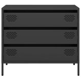 Makastle Buffet Métal, Style Industriel, Armoire de Rangement à 3 tiroirs, Commode, Meuble de Salon, Noir 68x39x58,5 cm Acier laminé à Froid