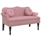 vidaXL Banc avec Coussins, Canapé avec Accoudoir et Dossier, Banquette avec Pieds en Bois, Siège de Salon Salle de Séjour, Rose Velours