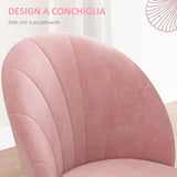 HOMCOM Lot de 2 chaises de salon et salle à manger rembourrées, chaises ergonomiques style nordique en métal et velours, 52 x 54 x 79 cm, rose