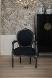 Fauteuil médaillon royal « Château Monfort » - Chaise baroque faite à la main - Modèle français du XIXe siècle - Cadre en bois avec sculptures et rembourrage - Dimensions : environ 94-98 × 63-67 cm
