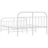 vidaXL Cadre de lit métal avec tête de lit/Pied de lit Blanc 160x200cm, lit Double, Meuble de Chambre à Coucher, lit d'invité, lit