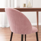 HOMCOM Lot de 2 chaises de salon et salle à manger rembourrées, chaises ergonomiques style nordique en métal et velours, 52 x 54 x 79 cm, rose