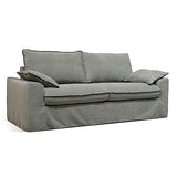 Oviala Canapé Convertible Tissu Vert Gris + Housse supplémentaire en Lin