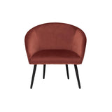 Miliboo Fauteuil Design en Tissu Velours Rouge tomette et métal Noir Olivia