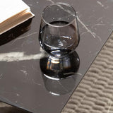 Wohnling Table basse Monobloc 40 x 40 x 45 cm Noir brillant avec aspect marbre Table de salon carrée Design Table d'appoint Lounge en forme de cube