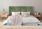DHOME Tête de Lit Capitonnée en Velours Côtelé Premium Uni Anti-Taches Design Modulaire Vertical Autocollant Tête de Lit Chambre Rembourrée (Vert Forêt, 100cm, Hauteur 80cm, x3)