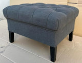 Casa Padrino Repose-Pieds Chesterfield Gris/Noir 62 x 50 x H. 40 cm - Tabouret rectangulaire - Tabouret Chesterfield - Meubles de Salon Chesterfield