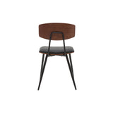 Miliboo Chaises Vintage en Bois foncé Noyer assises Noires et métal Noir (Lot de 2) Joline