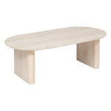 Atmosphera - Table Basse Ovale Anaya Effet Travertin - Beige - 120 x 60 x 40 cm - pour Salon, Séjour Contemporain