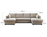 Lisa Design - Canapé Panoramique en U Convertible avec Coffre Anna en Velours - Canapé Lit - Grand Sofa XXL Vert 7 Places - Salon