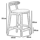Tabourets de Bar en Bois Chaises de Salle à Manger, Tabourets d'îlot de Cuisine Rural Rétro avec Dossier et Siège en Coton et Lin Amovible et Lavable, 2 Pcs (Taille: 72 cm) (Kaki 62 cm) Made in