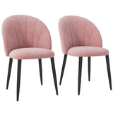 HOMCOM Lot de 2 chaises de salon et salle à manger rembourrées, chaises ergonomiques style nordique en métal et velours, 52 x 54 x 79 cm, rose
