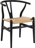 YAXANSIH Lot de 2 chaises de Salle à Manger, Cuisine, Style Wishbone en Poly et écorce (Couleur : Noir)