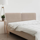 DHOME Tête de Lit Capitonnée Unie Arrondie en Tissu Aqualine avec Pieds pour Mur Têtes de Lit Acoustiques Absorbantes Tête de Lit Chambre à Coucher (Beige, 180cm Dual)