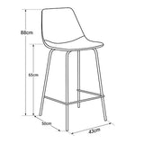 Happy Garden Lot de 2 tabourets de Bar Vintage Lucien Cognac - Hauteur d'assise 65cm, tabourets de Bar Style Retro avec Dossier et Repose-Pieds, Structure métallique