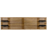 IDMarket - Tête de lit en Lattes AVA 240 CM Bois Vieilli et étagères Noires