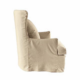 Loberon Williamson Fauteuil style maison de campagne avec coussin décoratif et housse de coussin lavable en bois de pin et viscose Blanc