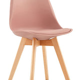 EGGREE Lot de 4 Chaise Salle à Manger Scandinaves SGS Tested Chaise Rembourrée de Cuisine Rétro Chaise de Bureau avec Pieds en Bois de Hêtre Massif, Rose Fumé