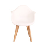 GrandCA HOME Lot de 4 Chaises de Salle à Manger Fauteuils avec Pieds en Bois, Siège en Polypropylène Premuim, Chaises de Cuisine avec Accoudoir pour Salon, Salon Bureau (4, Blanc)