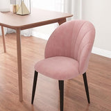 HOMCOM Lot de 2 chaises de salon et salle à manger rembourrées, chaises ergonomiques style nordique en métal et velours, 52 x 54 x 79 cm, rose