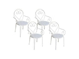Vente-unique - Lot de 4 fauteuils de Jardin empilables en métal façon Fer forgé - Blanc - GUERMANTES de MYLIA