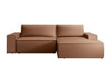 Vente-unique - Canapé lit - Canapé d'angle Droit Convertible en Tissu Effet Cuir Marron Amelia