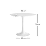 Ventemeublesonline Table Ronde Ibiza White Ø90 CM