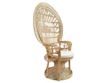 Fauteuil Emmanuelle H.147 cm en rotin tressé avec Un Coussin Blanc - Peacock