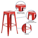 Flash Furniture Meubles Flash Tabouret de Bar en métal coloré pour Restaurant, Plastique, Caoutchouc, Rouge, Lot de 4