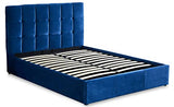Menzzo Lit Double Luftani avec sommier relevable 140x190cm Velours Bleu