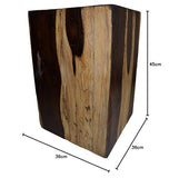 Brillibrum Table d'appoint design en bois véritable - Tabouret en bois flotté naturel carré - Hauteur : 45 cm