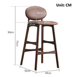 HWSY Tabourets de Bar en Bois Massif Simples et Modernes, Pieds en Noyer, siège en PU avec Dossier, Chaise de Petit-déjeuner, Hauteur d'assise 75 cm (Couleur: Marron) Interesting