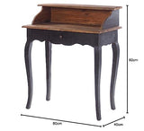 DESIGN DELIGHTS Secrétaire Napoléon Vintage en Bois recyclé Style shabby Chic 80 x 92 x 40 cm | Couleur: 04 Noir Naturel