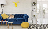 Menzzo Grand canapé 3 Places Chesterfield Velours Bleu