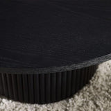 Julian Bowen Table Basse Ronde cannelée Noire Louis, Bois de frêne, 80 x 80 cm