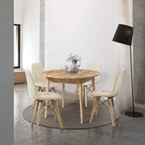 Nordic Story Escandi 6 Table de salle à manger ronde extensible en bois de chêne massif Style nordique 93-123 x 93 x 75 cm (chêne blanchi)
