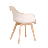 GrandCA HOME Lot de 4 Chaises de Salle à Manger Fauteuils avec Pieds en Bois, Siège en Polypropylène Premuim, Chaises de Cuisine avec Accoudoir pour Salon, Salon Bureau (4, Blanc)