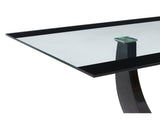 Vente-unique - Table à Manger 8 Personnes en Verre trempé, MDF et Acier Inoxydable - Noir - Mezzo II