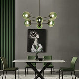 DRYIC Lustre, Lustre Suspension Globes En Verre Spoutnik Suspension Pour Îlot de Cuisine Salon Chambre Salle À Manger/Green/8-