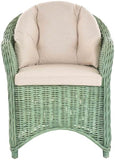Krines Home Orlando Lese Lot de 2 fauteuils de jardin d'hiver en rotin incurvés Vert