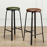 KAMPCO Tabourets de Bar de comptoir sans Dossier Rond, tabourets de Bar en Cuir PU avec Tapisserie et Cadre en métal, 65cm/75cm