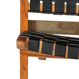 CKioict Fauteuil de lecture, fauteuil à cocktail, moderne, rembourré, pliable, tressé, en cuir véritable, noir, convient pour le bureau, la chambre à coucher, le bureau