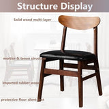 Lot de 2 chaises de salle à manger en bois massif avec assise rembourrée sans accoudoirs, idéales pour salle à manger, salon, chambre à coucher, noir