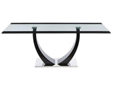 Vente-unique - Table à Manger 8 Personnes en Verre trempé, MDF et Acier Inoxydable - Noir - Mezzo II