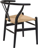 YAXANSIH Lot de 2 chaises de Salle à Manger, Cuisine, Style Wishbone en Poly et écorce (Couleur : Noir)