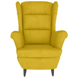 vidaXL Fauteuil à Oreilles avec Tabouret Chaise de Relaxation Siège de Salon Meuble de Salle de Séjour Maison Intérieur Jaune Moutarde Velours