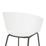IDIMEX Lot de 4 chaises de Jardin NIVEL Fauteuil d'extérieur en Plastique Blanc résistant aux UV et Pieds en métal Noir