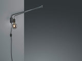 Applique murale orientable avec prise et interrupteur, noir saillie max. 150 cm