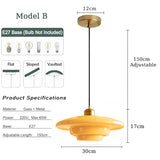 HJXDtech Suspension Luminaire Industriel Vintage en Verre & Finition Or, Grande Lampe Suspendue Moderne E27 pour Salon Salle à Manger Cuisine Chambre (B, 28cm) (Jaune, B 30cm)