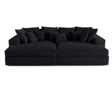 Lisa Design - Canapé Collins en Velours Côtelé - Sofa Noir 4 Places - Salon